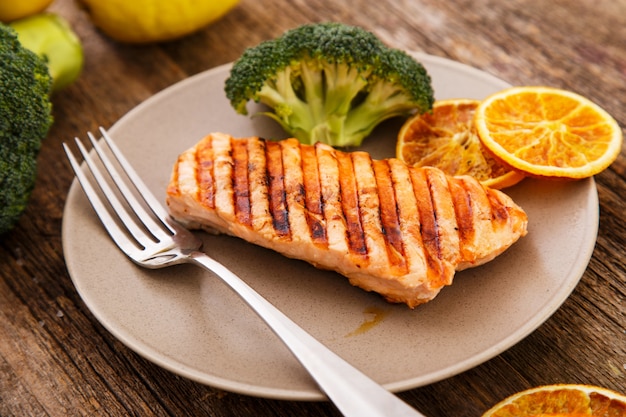 Slice of grilled salmon