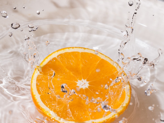 Slice of an orange in water