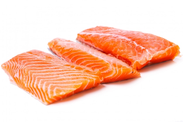 Free photo slice of raw salmon