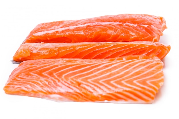 Free photo slice of raw salmon