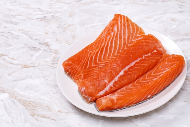 Slice of raw salmon