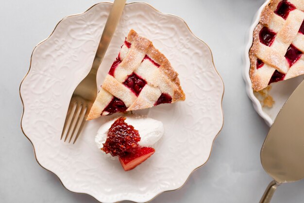Slice of strawberry jam pie
