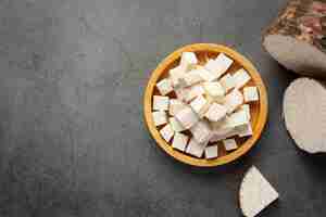 Free photo slice of taro on table