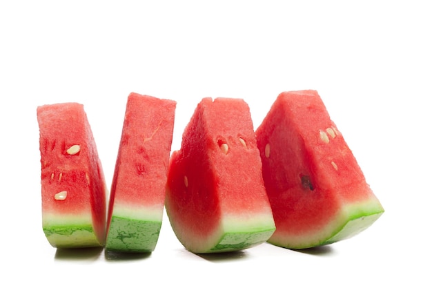 Slice of watermelon on white background