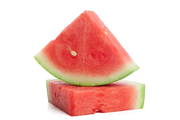 Slice of watermelon on white background