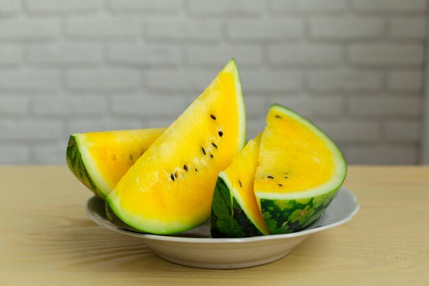 Slice yellow watermelon