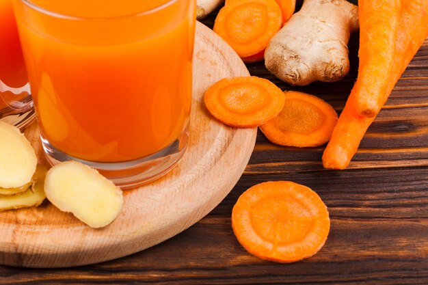 Sliced carrot and juice