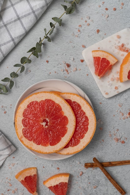 Sliced grapefruits