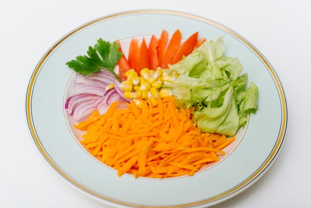 Sliced raw food on plate