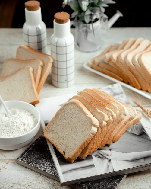 Sliced white bread with sour cream