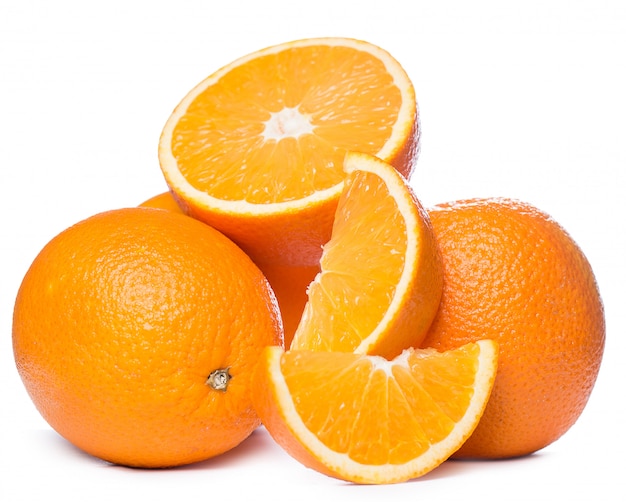 Sliced and whole oranges