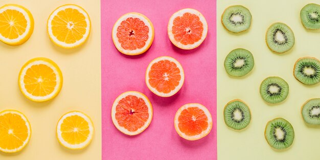 Slices of assorted fruits