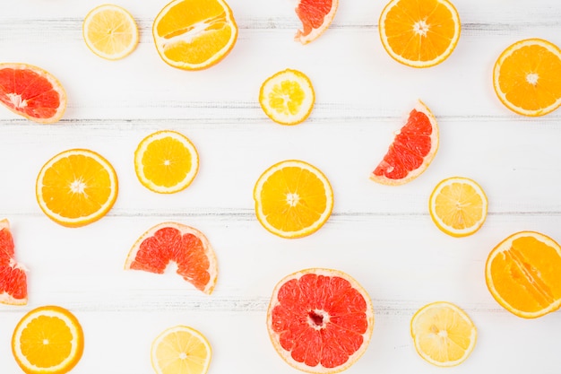 Slices of fresh citruses