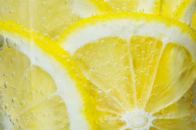 Slices of freshly cut lemon