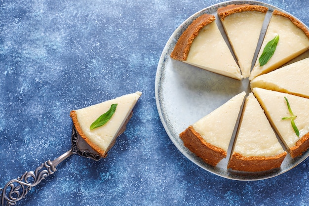 Slices of homemade New York Cheesecake