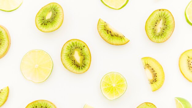 Slices of lime and kiwi fruit 