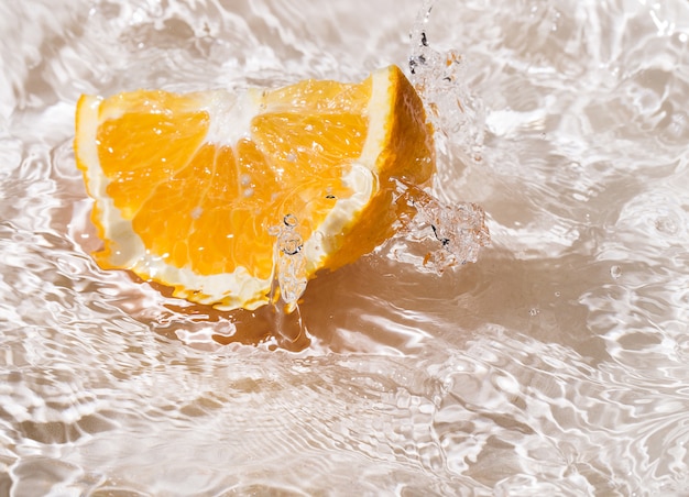Slices of an orange in water