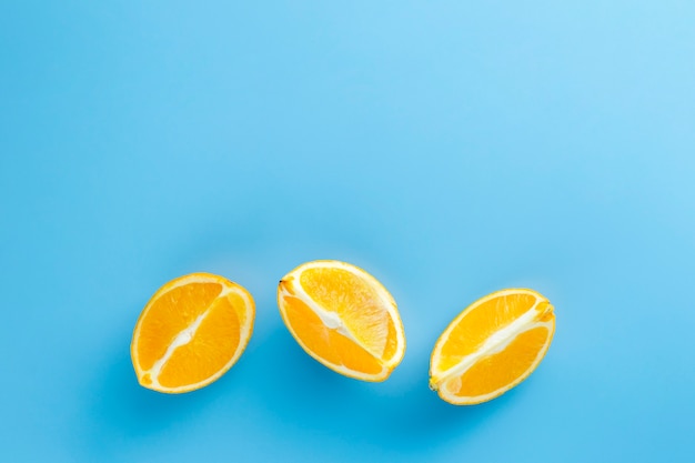 Slices of orange with copy space background