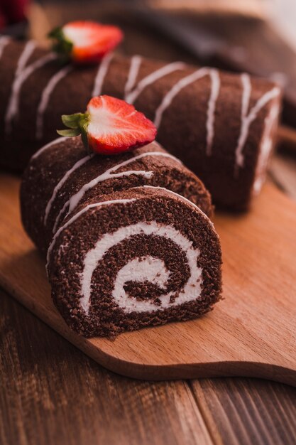 Slices of tasty chocolate dessert