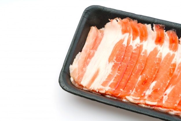 Free photo slide of  raw pork  on white background .