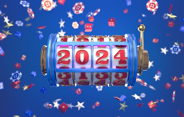 Foto gratuita la slot machine sta girando verso il numero 2024 countdown numero 2024