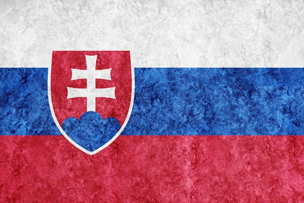 Slovakia Metallic flag, Textured flag, grunge flag