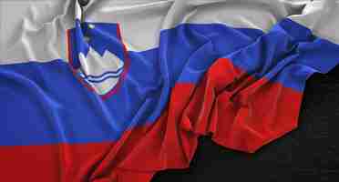 Free photo slovenia flag wrinkled on dark background 3d render