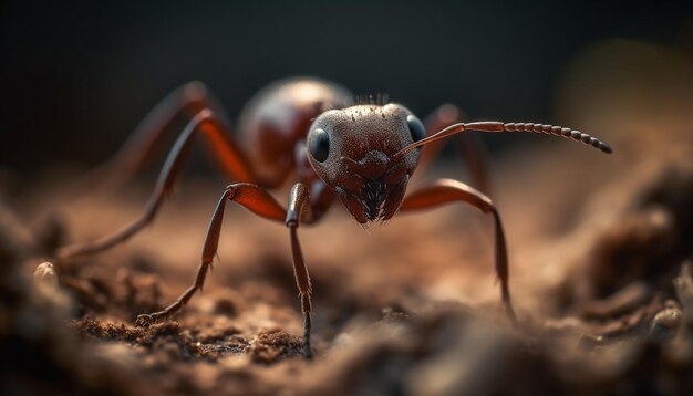 Small ant working on green leaf outdoors generated by AI