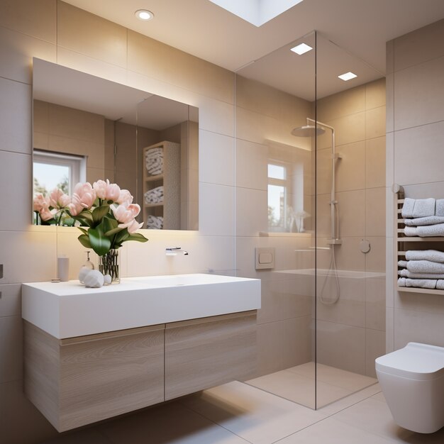Small bathroom decorated in modern style