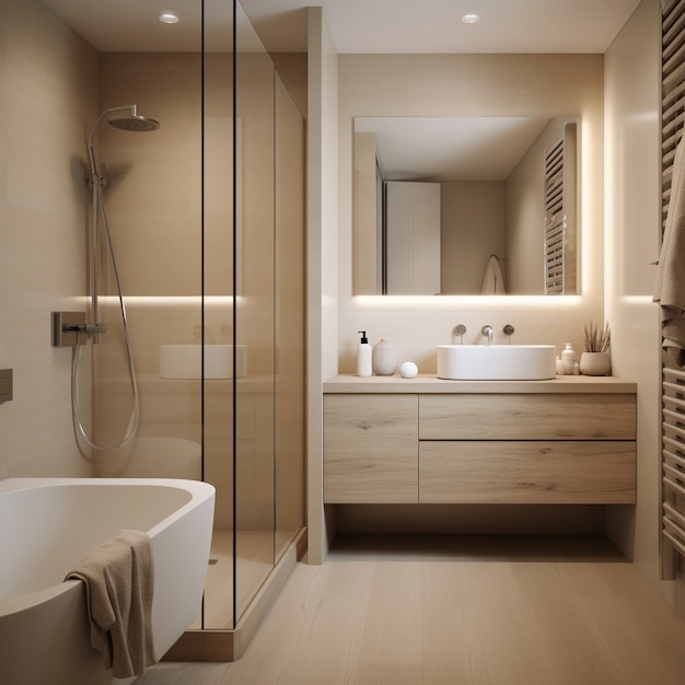 Foto gratuita piccolo bagno arredato in stile moderno