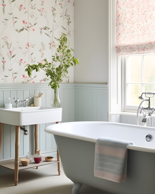 Foto gratuita piccolo spazio bagno con interni dal design in stile moderno