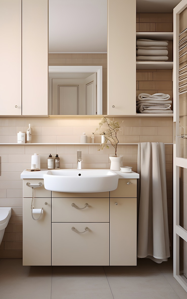 Free Photo small bathroom space with modern style interior design