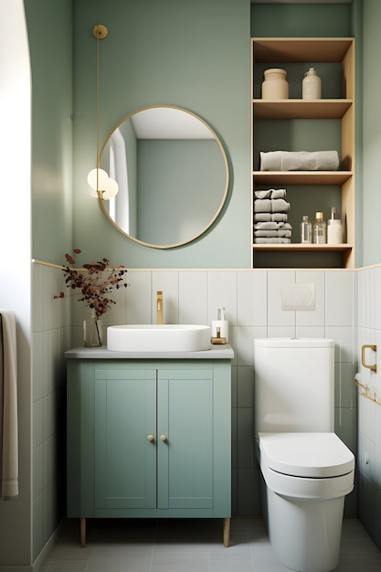 Foto gratuita piccolo spazio bagno con interni dal design in stile moderno