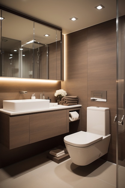 Free photo small bathroom with modern design style