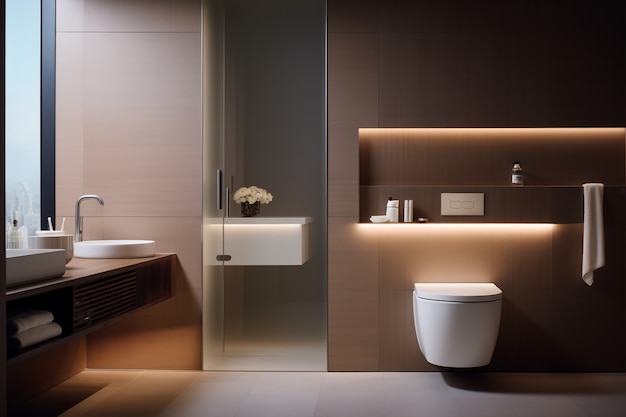 Free photo small bathroom with modern design style