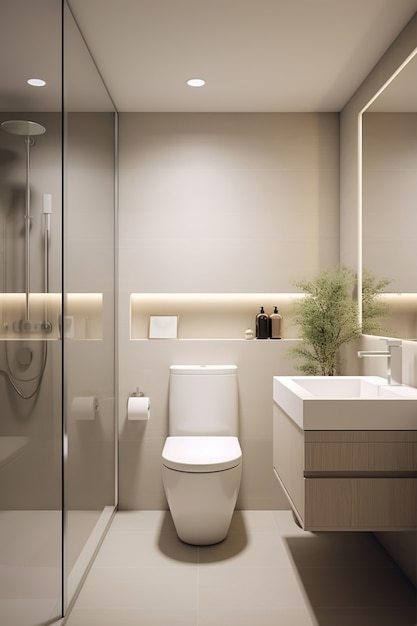 Free photo small bathroom with modern design style