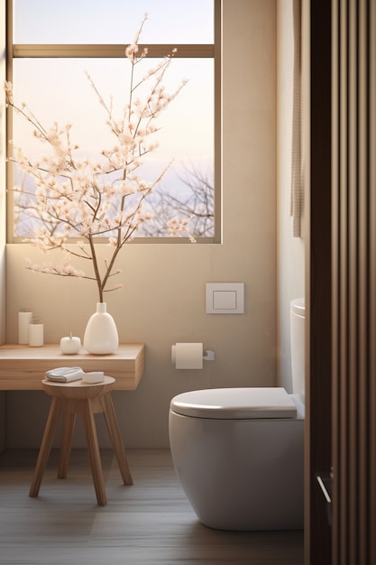 Бесплатное фото Небольшая ванная комната с современным дизайном