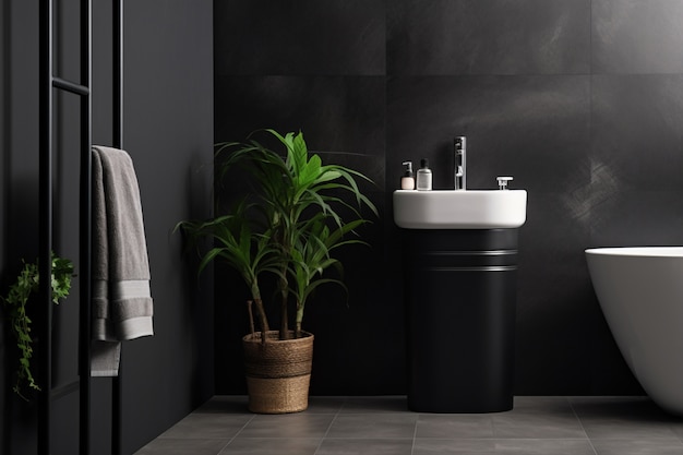 Бесплатное фото Маленькая ванная комната с современным дизайном