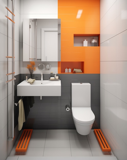 현대적인 스타일의 인공 지능이 생성된 작은 욕실