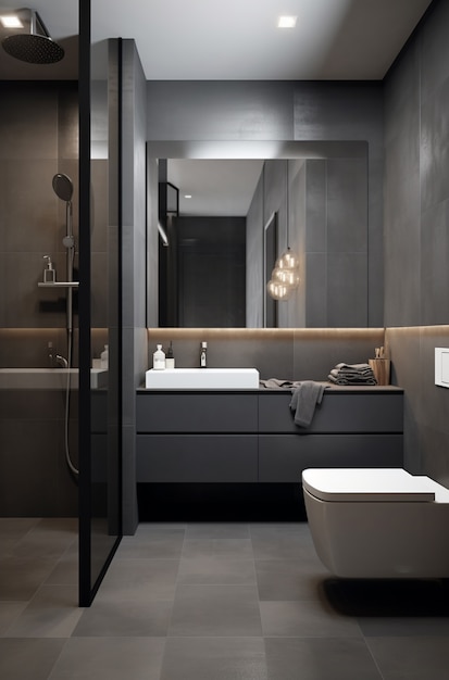 Free photo small bathroom with modern style ai generated