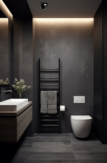 무료 사진 현대적인 스타일의 인공 지능이 생성된 작은 욕실