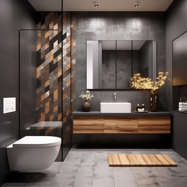 Free photo small bathroom with modern style ai generated