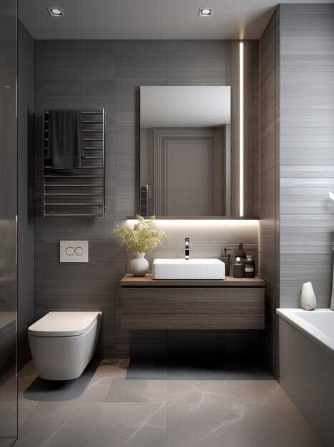 Небольшая ванная комната в современном стиле, созданная искусственным интеллектом