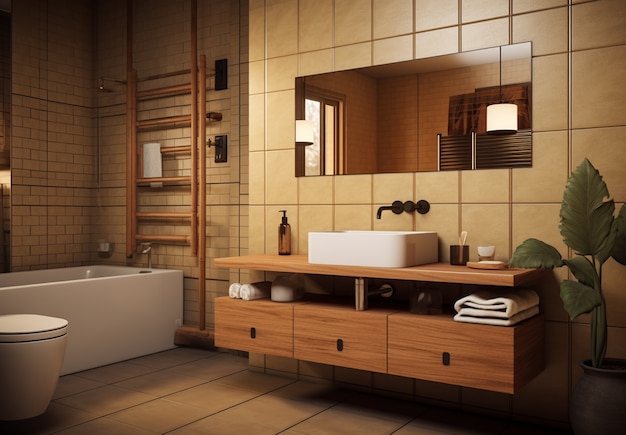 Free photo small bathroom with modern style ai generated