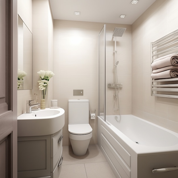 Free photo small bathroom with modern style and decor