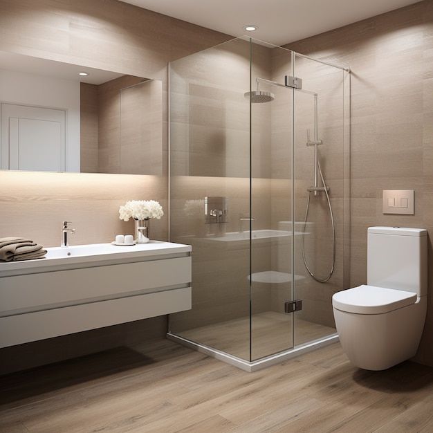 Free photo small bathroom with modern style and decor