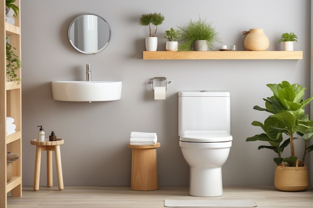 Small bathroom with modern style and plants
