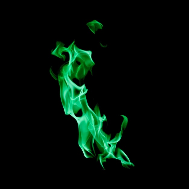 Free photo small blaze of green fire