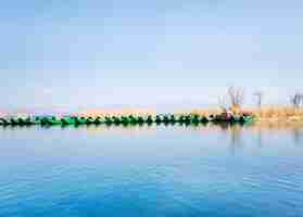 Free photo small boats on a lake