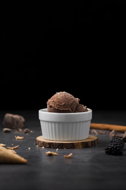 Small bowl with flavored ice cream